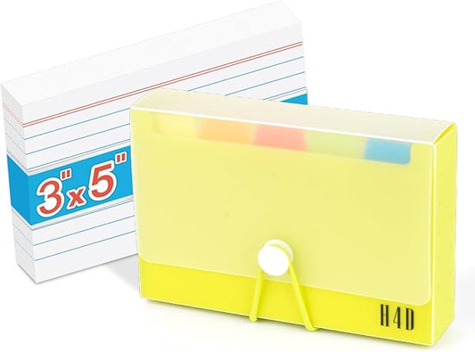 H4D 3x5 Index Card Case with 100 Heavyweight Ruled Index Cards and Dividers, Lime Green
