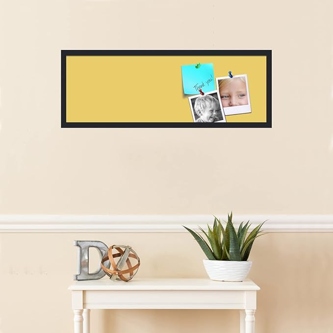 PinPix 36x12 Inch Cork Bulletin Board. This Decorative Framed Pin Board Comes with Honey Pastel Design and a Satin Black Frame. Ideal for Home Office Decor or Message Board (PinPix-1810)