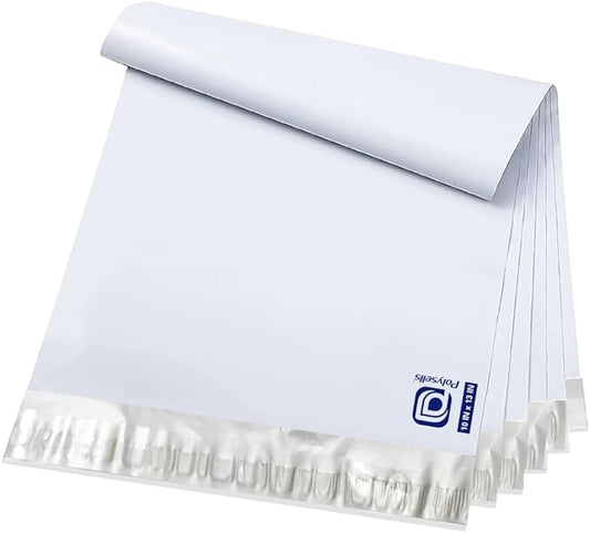POLYSELLS 2000 pcs 10x13 Inches White x Silver Poly Mailers Shipping Envelopes, Strong Adhesive Sealing, Waterproof, and Tear-resistant Postal Mailing Bags for Clothing, Books, and Accessories