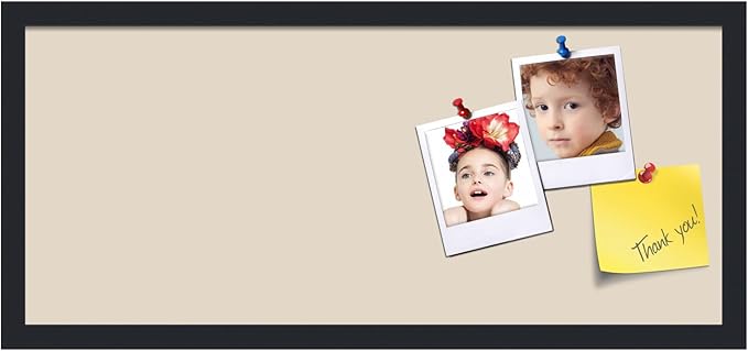 PinPix 28x12 Inch Cork Bulletin Board. This Decorative Framed Pin Board Comes with Desert Pastel Design and a Satin Black Frame. Ideal for Home Office Decor or Message Board (PinPix-1815)