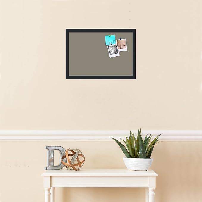 PinPix 19x13 Inch Cork Bulletin Board. This Decorative Framed Pin Board Comes with Pewter Design and a Satin Black Frame. Ideal for Home Office Decor or Message Board (PinPix-1812)