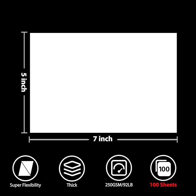 OcePor 100 Sheets Cardstock 5”x 7”,Blank Card Stock 92lb/250gsm, Thick Heavy CardStock Printer Paper for Wedding Invitation, Greeting Cards Making, Postcards, Photos