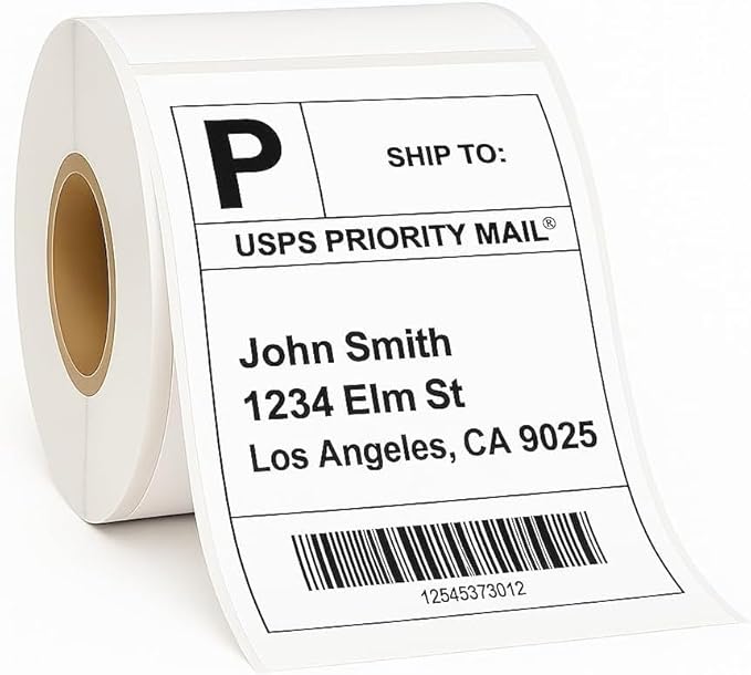 Compulabel 4" x 6" Direct Thermal Labels, White, 3" Core, Perforated, Permanent Adhesive, 3 Rolls, 1000 Labels per roll, 3000 Total