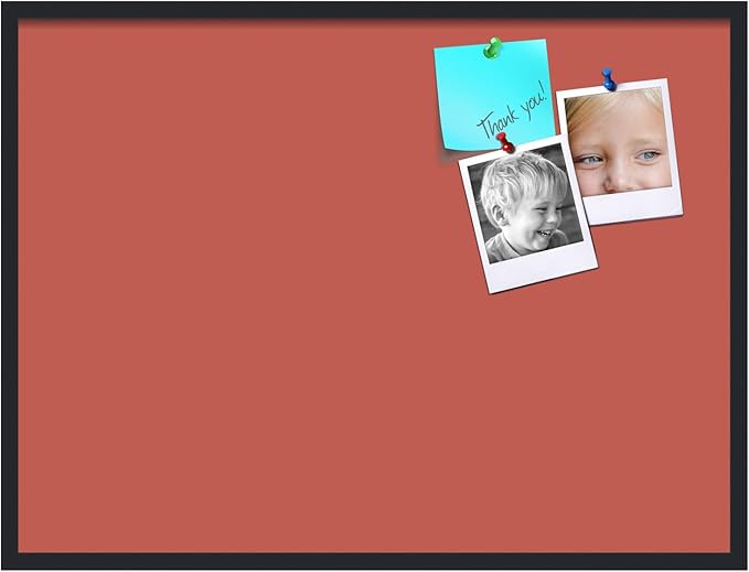 PinPix 40x30 Inch Cork Bulletin Board. This Decorative Framed Pin Board Comes with Crimson Pastel Design and a Satin Black Frame. Ideal for Home Office Decor or Message Board (PinPix-1807)