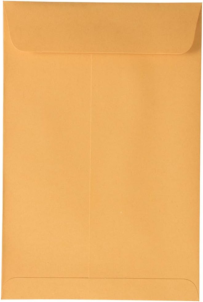 JAM PAPER 6 x 9 Open End Catalog Envelopes with Peel and Seal Closure - Brown Kraft Manila - 100/Pack