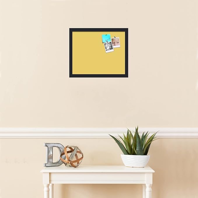 PinPix 16x13 Inch Cork Bulletin Board. This Decorative Framed Pin Board Comes with Honey Pastel Design and a Satin Black Frame. Ideal for Home Office Decor or Message Board (PinPix-1810)