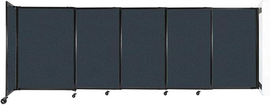 Wall-Mounted Sliding StraightWall Room Divider | Adjustable Widths | Locking Wheels | Room Separator | Up to 11'3" Wide x 4' Tall Blue Spruce Fabric Panels