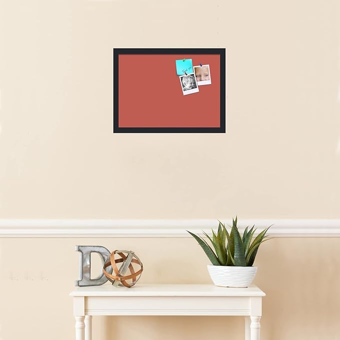 PinPix 18x13 Inch Cork Bulletin Board. This Decorative Framed Pin Board Comes with Crimson Pastel Design and a Satin Black Frame. Ideal for Home Office Decor or Message Board (PinPix-1807)