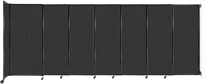 Wall-Mounted Sliding StraightWall Room Divider | Adjustable Widths | Locking Wheels | Room Separator | Up to 15'6" Wide x 6' Tall Black Fabric Panels