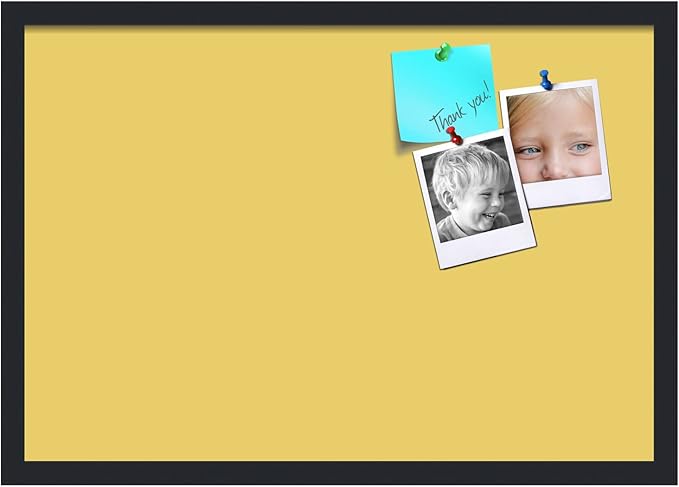 PinPix 26x18 Inch Cork Bulletin Board. This Decorative Framed Pin Board Comes with Honey Pastel Design and a Satin Black Frame. Ideal for Home Office Decor or Message Board (PinPix-1810)