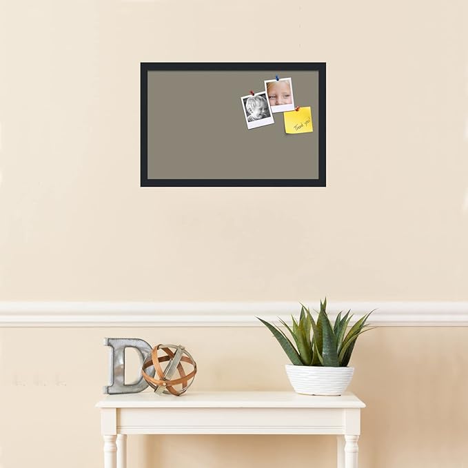 PinPix 22x14 Inch Cork Bulletin Board. This Decorative Framed Pin Board Comes with Pewter Design and a Satin Black Frame. Ideal for Home Office Decor or Message Board (PinPix-1812)