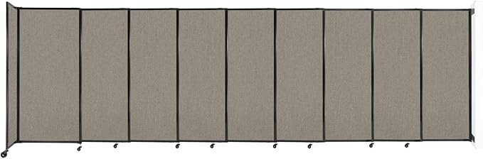Wall-Mounted Sliding StraightWall Room Divider | Adjustable Widths | Locking Wheels | Room Separator | Up to 19'9" Wide x 6' Tall Warm Pebble Fabric Panels