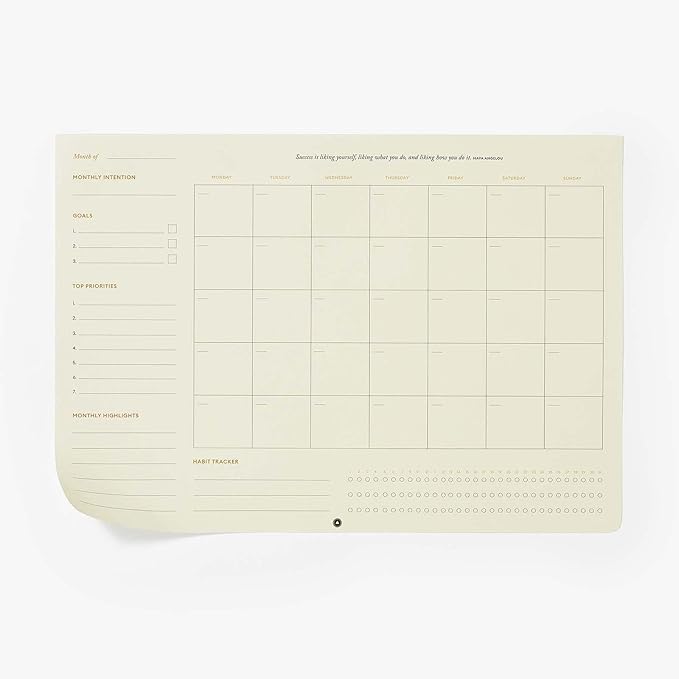 Intelligent Change Monthly Desk Pad, 2-Year Productivity Planner, Tear-Out Deskpad for to-Do List, Calendar, Productivity Tools for Time Management and Mindfulness, A4 Size, Black