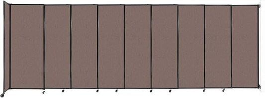 Wall-Mounted Sliding StraightWall Room Divider | Adjustable Widths | Locking Wheels | Room Separator | Up to 19'9" Wide x 6'10" Tall Latte Fabric Panels