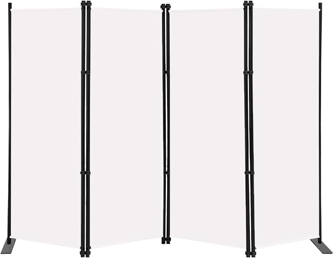 MAYOLIAH 4 Panel Room Divider Screen 6Ft Tall Foldable Privacy Dividers Indoor Wall Partition Room Separator White