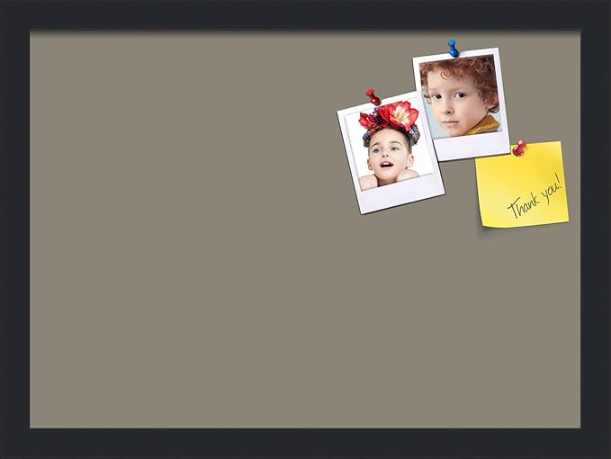 PinPix 18x13 Inch Cork Bulletin Board. This Decorative Framed Pin Board Comes with Pewter Design and a Satin Black Frame. Ideal for Home Office Decor or Message Board (PinPix-1812)