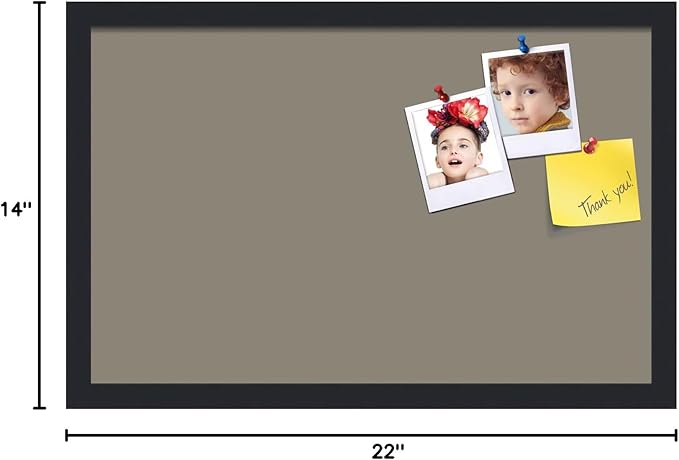 PinPix 22x14 Inch Cork Bulletin Board. This Decorative Framed Pin Board Comes with Pewter Design and a Satin Black Frame. Ideal for Home Office Decor or Message Board (PinPix-1812)