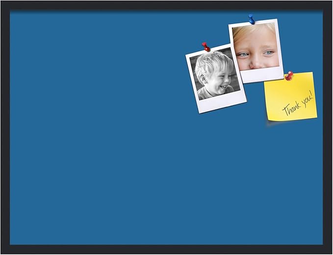 PinPix 32x24 Inch Cork Bulletin Board. This Decorative Framed Pin Board Comes with Navy Pastel Design and a Satin Black Frame. Ideal for Home Office Decor or Message Board (PinPix-1811)