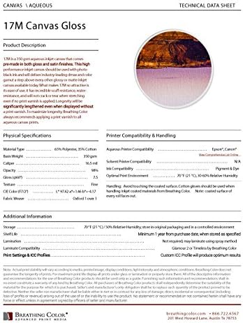 17M Gloss 44in x 75ft 17mil Thickness, Designed For You to Print and Stretch Without Varnishing in Between. Compatible With Most Roll Fed Epson, Canon, HP Printers