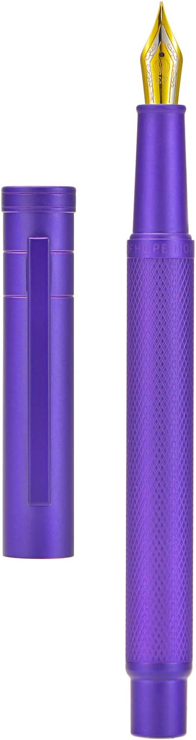 Hongdian 1851 Purple Forest Fountain Pen Medium Nib, Classic Design with Converter and Metal Pen Case