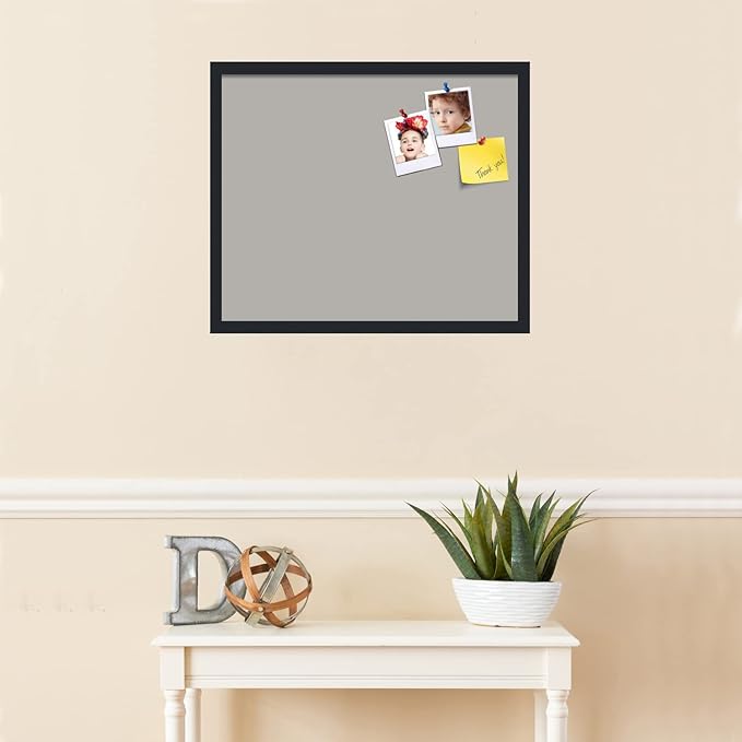 PinPix 24x20 Inch Cork Bulletin Board. This Decorative Framed Pin Board Comes with Dark Stone Design and a Satin Black Frame. Ideal for Home Office Decor or Message Board (PinPix-1808)