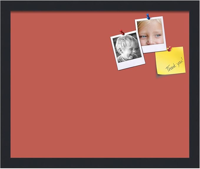 PinPix 17x14 Inch Cork Bulletin Board. This Decorative Framed Pin Board Comes with Crimson Pastel Design and a Satin Black Frame. Ideal for Home Office Decor or Message Board (PinPix-1807)