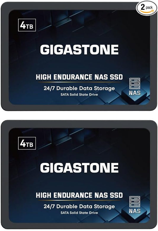 Gigastone 4TB NAS SSD Drive (2-Pack) 24/7 Durable High Endurance RAID Data Storage Network Attached Storage 2.5" SATA Internal Solid State Hard Drives