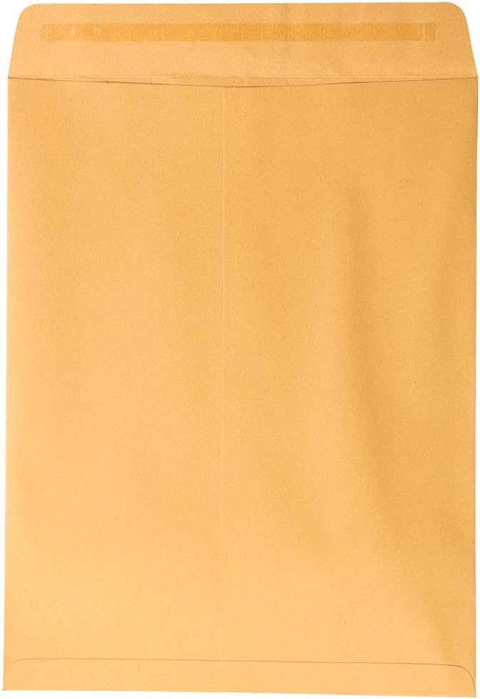 JAM PAPER 10 x 13 Open End Catalog Premium Envelopes with Peel and Seal Closure - Brown Kraft Manila - 50/Pack