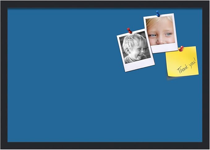 PinPix 26x18 Inch Cork Bulletin Board. This Decorative Framed Pin Board Comes with Navy Pastel Design and a Satin Black Frame. Ideal for Home Office Decor or Message Board (PinPix-1811)