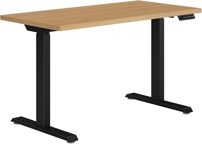 HON Coze Electric Standing Desk Adjustable Height, Coordinate Height Adjustable Desk, 48", Natural Recon Top, Black Base