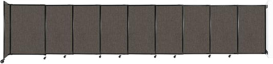 Wall-Mounted Sliding StraightWall Room Divider | Adjustable Widths | Locking Wheels | Room Separator | Up to 19'9" Wide x 4' Tall Mocha Fabric Panels