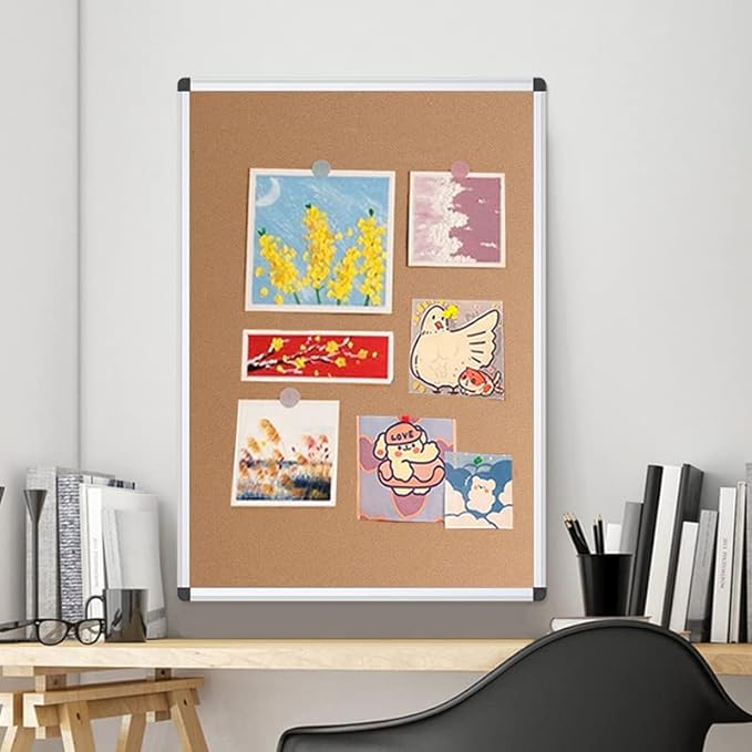 VIZ-PRO Cork Notice Board, 24 X 18 Inches, Silver Aluminium Frame