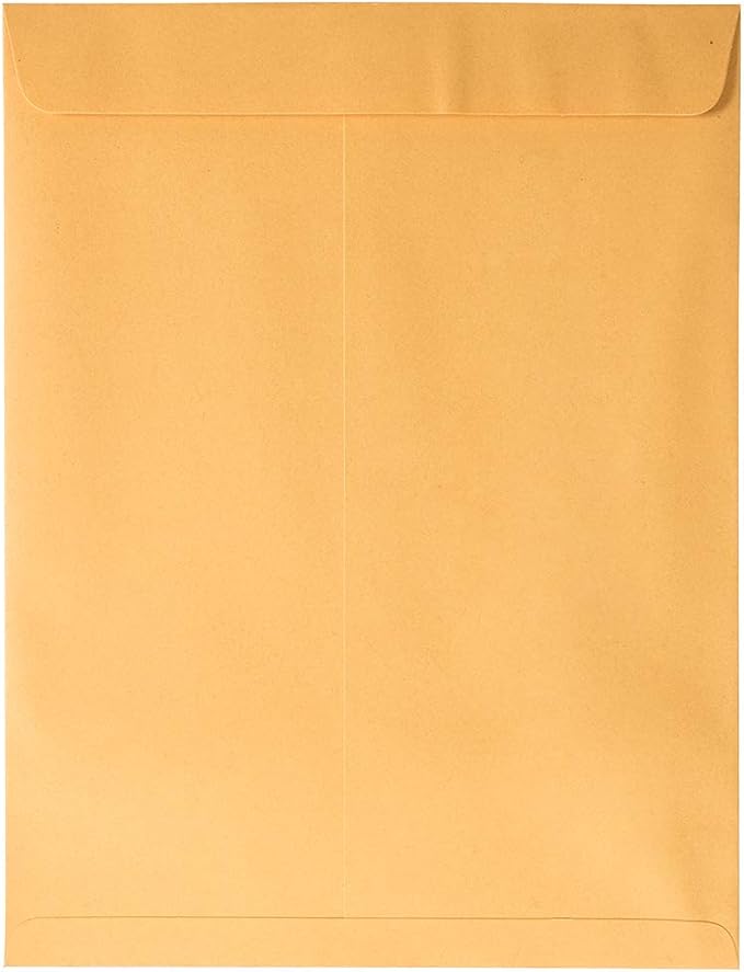 JAM PAPER 10 x 13 Open End Catalog Premium Envelopes with Peel and Seal Closure - Brown Kraft Manila - Bulk 500/Carton