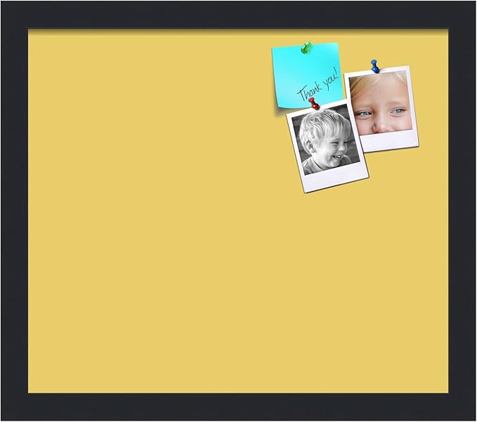 PinPix 15x13 Inch Cork Bulletin Board. This Decorative Framed Pin Board Comes with Honey Pastel Design and a Satin Black Frame. Ideal for Home Office Decor or Message Board (PinPix-1810)