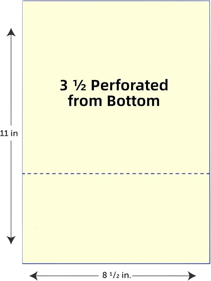 Limited Papers (TM) 8.5x11 Perforated Paper, 20/50 Pound, 75 GSM, Variety of Perforation Sizes and Colors, for Forms, Tickets, Postcards, Business Cards. (Blue, 2 up – 3.5” from bottom)