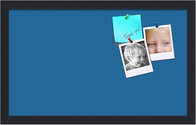 PinPix 20x12 Inch Cork Bulletin Board. This Decorative Framed Pin Board Comes with Navy Pastel Design and a Satin Black Frame. Ideal for Home Office Decor or Message Board (PinPix-1811)