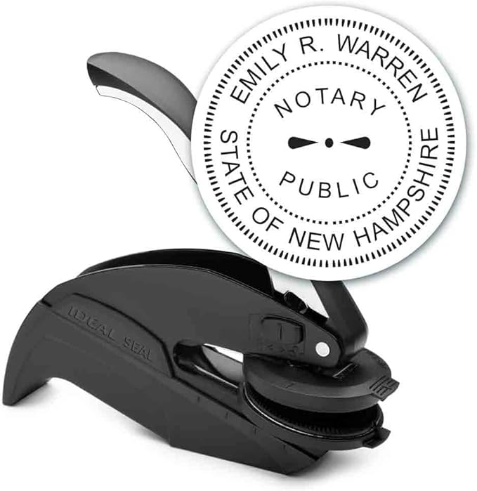 MaxMark Notary Seal Round Embosser for New Hampshire State - Includes Gold Burst Seal Labels (50 Count)