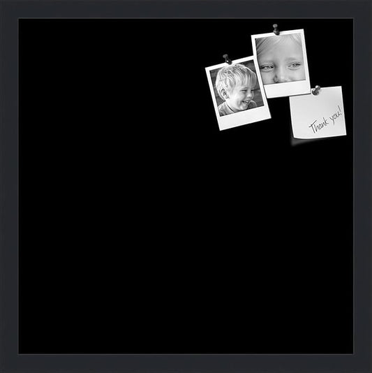 PinPix 18x18 Inch Cork Bulletin Board. This Decorative Framed Pin Board Comes with Solid Black Design and a Satin Black Frame. Ideal for Home Office Decor or Message Board (PinPix-622)