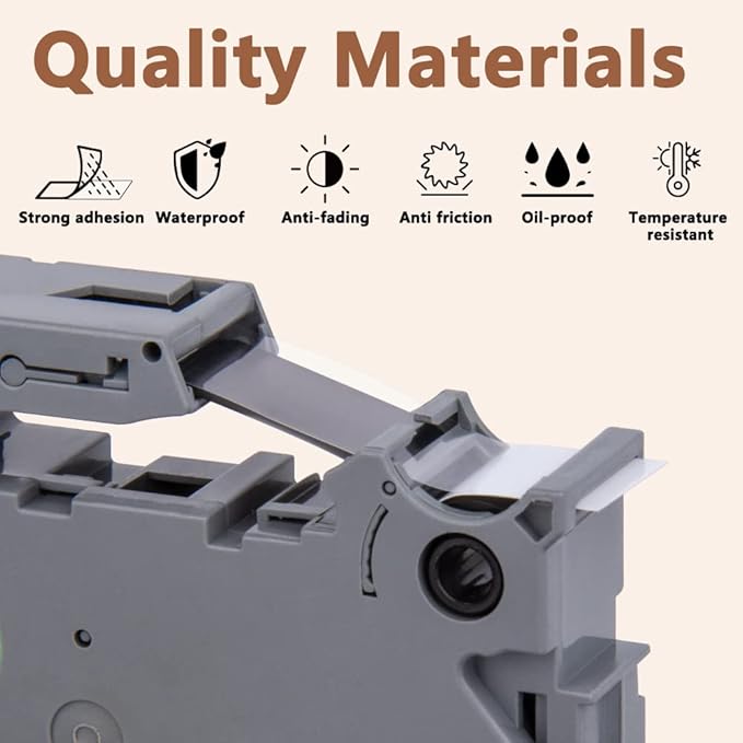 Hehua 9mm 0.35 Extra Strength Adhesive Laminated White Tape Compatible for Brother TZe-S221 TZeS221 TZ-S221 TZS221 for Ptouch PT D210 D200 H110 H100, 3/8'' x 26.2ft Black on White, 4 Pack