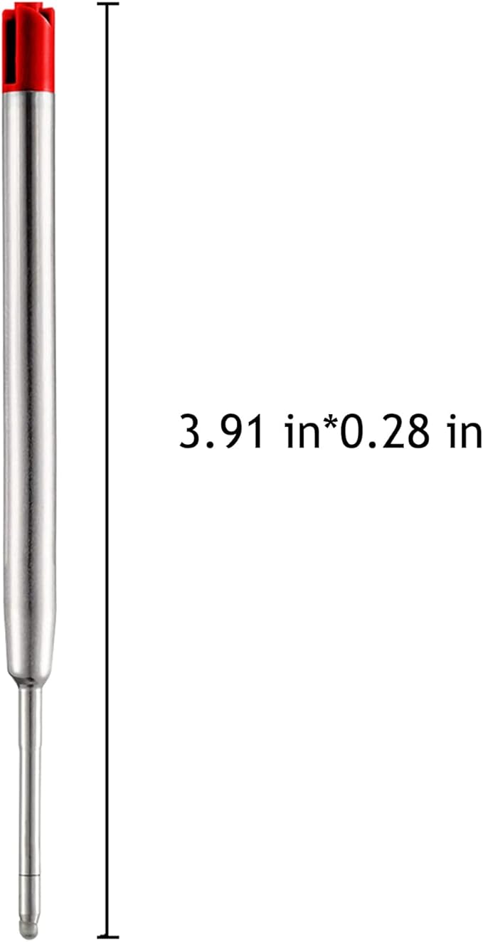 HeTaoCat Red Ink Refill Pack of 5, Replaceable Ballpoint Pen Refills, Medium Point Metal Refil (Red)