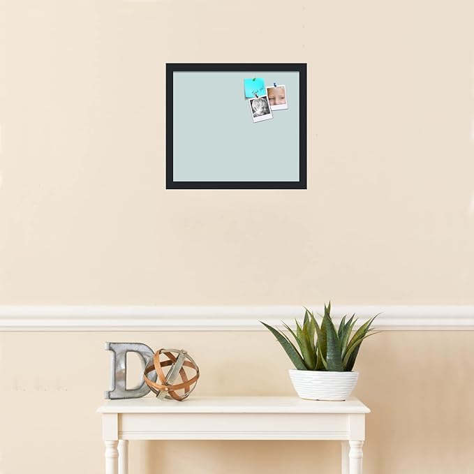 PinPix 16x14 Inch Cork Bulletin Board. This Decorative Framed Pin Board Comes with Soft Blue Design and a Satin Black Frame. Ideal for Home Office Decor or Message Board (PinPix-1814)