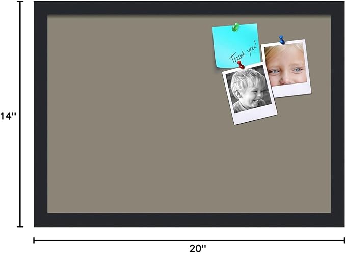 PinPix 20x14 Inch Cork Bulletin Board. This Decorative Framed Pin Board Comes with Pewter Design and a Satin Black Frame. Ideal for Home Office Decor or Message Board (PinPix-1812)