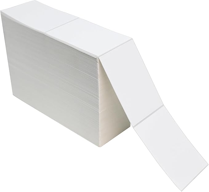 L LIKED 4000 Fanfold 4 x 6 Direct Thermal Shipping Labels, with Perforated Line, Compatible with Zebra & Rollo Printer, White, Commercial Grade