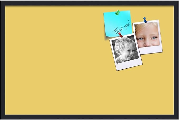 PinPix 34x22 Inch Cork Bulletin Board. This Decorative Framed Pin Board Comes with Honey Pastel Design and a Satin Black Frame. Ideal for Home Office Decor or Message Board (PinPix-1810)