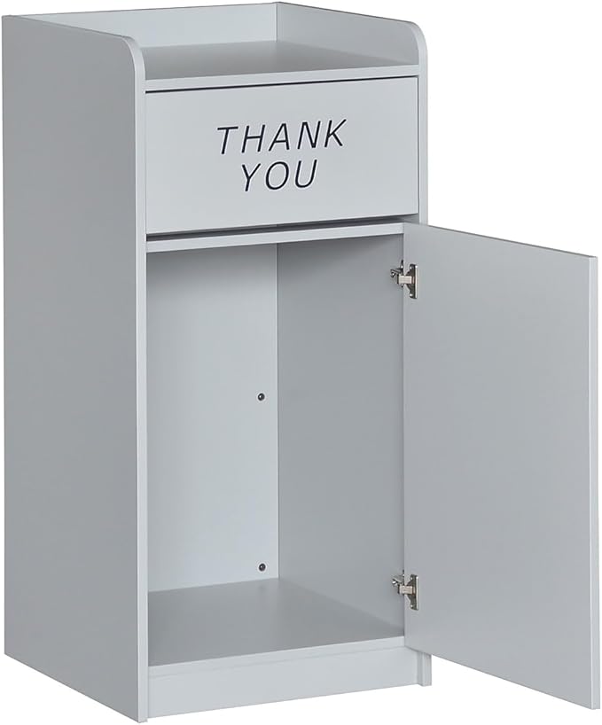 Flash Furniture Wood Tray Top Receptacle, Set of 1, Gray