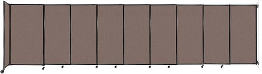 Wall-Mounted Sliding StraightWall Room Divider | Adjustable Widths | Locking Wheels | Room Separator | Up to 19'9" Wide x 5' Tall Latte Fabric Panels