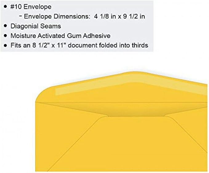 Limited Papers (TM) No. 10 Regular Standard Mailing Envelope - Pastel - Soft - 24 Pound (4.8 inch x 9.5 inch) - Announcement, Invoices, Checks, Letters, Contracts, Business Envelopes (Goldenrod, 100)