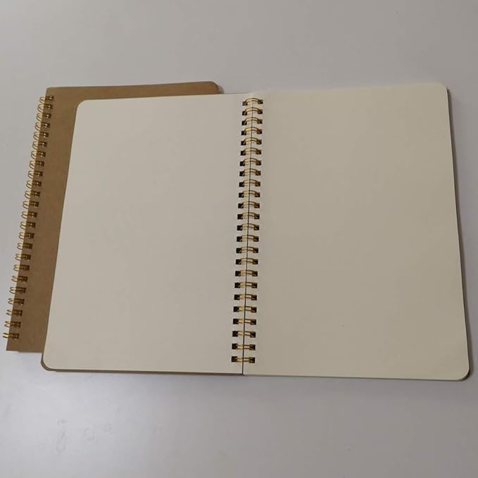 YUREE Softcover Spiral Notebook/Spiral Journal, Kraft Cover, 50 Sheets (100 Pages) Blank Pages, 10 Notebooks Per Pack, A5, 8.5" x 5.7", Brown