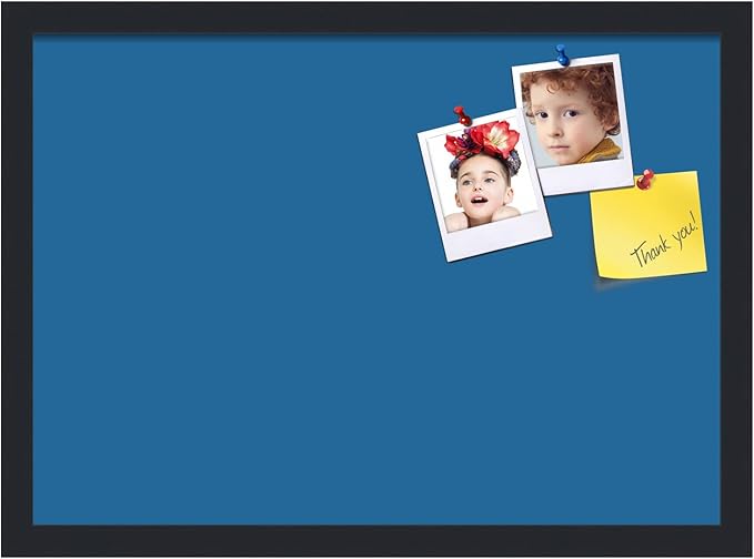 PinPix 21x15 Inch Cork Bulletin Board. This Decorative Framed Pin Board Comes with Navy Pastel Design and a Satin Black Frame. Ideal for Home Office Decor or Message Board (PinPix-1811)