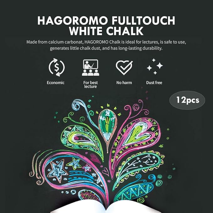 Hagoromo Fulltouch Color Chalk 1 Box [12 Pcs/White]